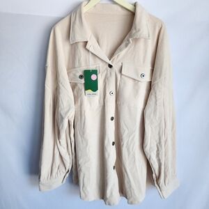 Halara Vanilla Ice XL Ribbed Jacket Academia Cream Button Shacket NWT